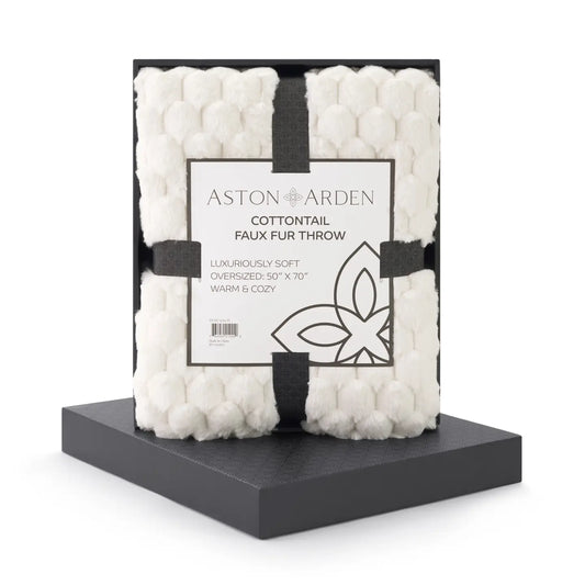 Cottontail Faux Fur Throw Blanket, Gift Box Inc