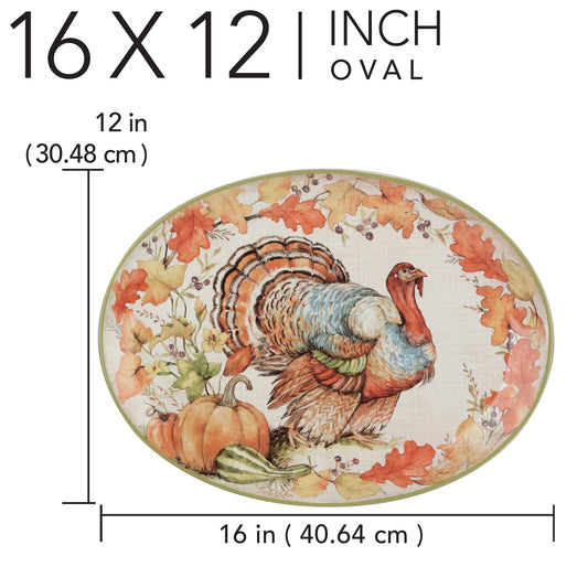 Autumn Harvest Breeze Oval Turkey Platter 16in X 12in