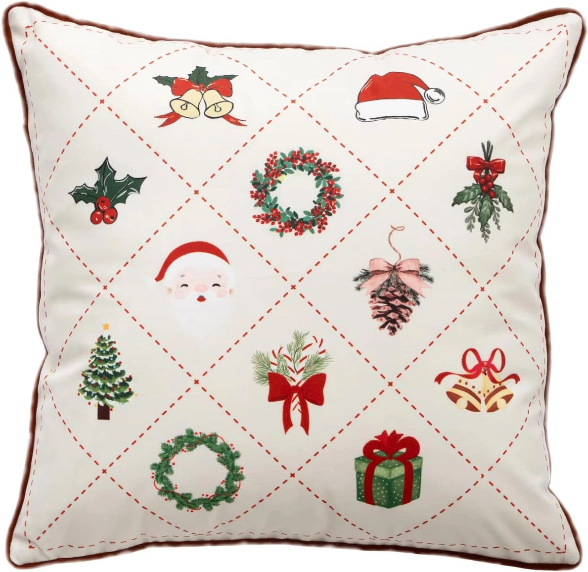 Christmas Design Velvet White Throw Pillow