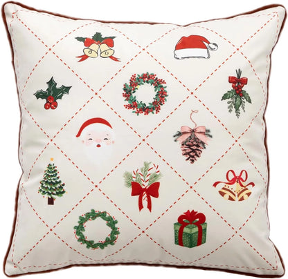 Christmas Design Velvet White Throw Pillow