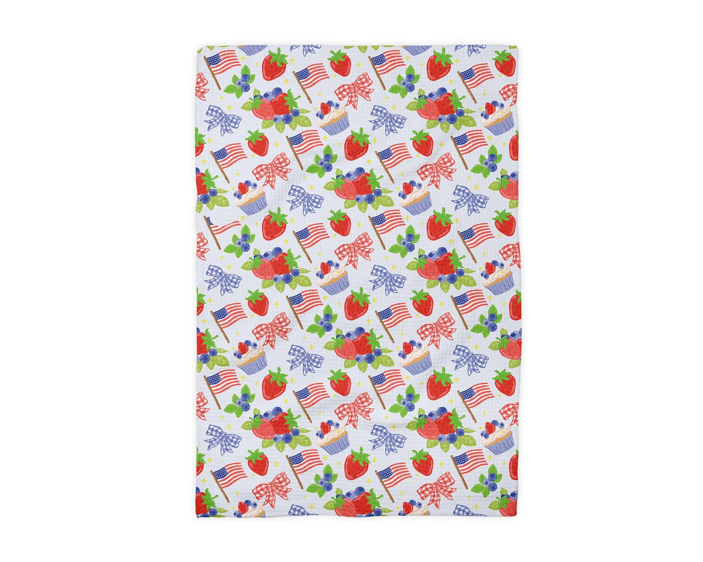 4th July Strawberry US Flag Waffle Weave Towel - NY Gift Boutique