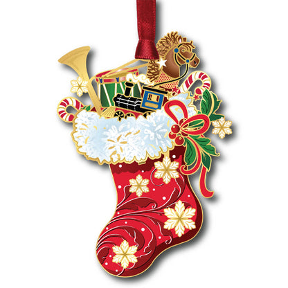 Classic Christmas Stocking Brass Ornament