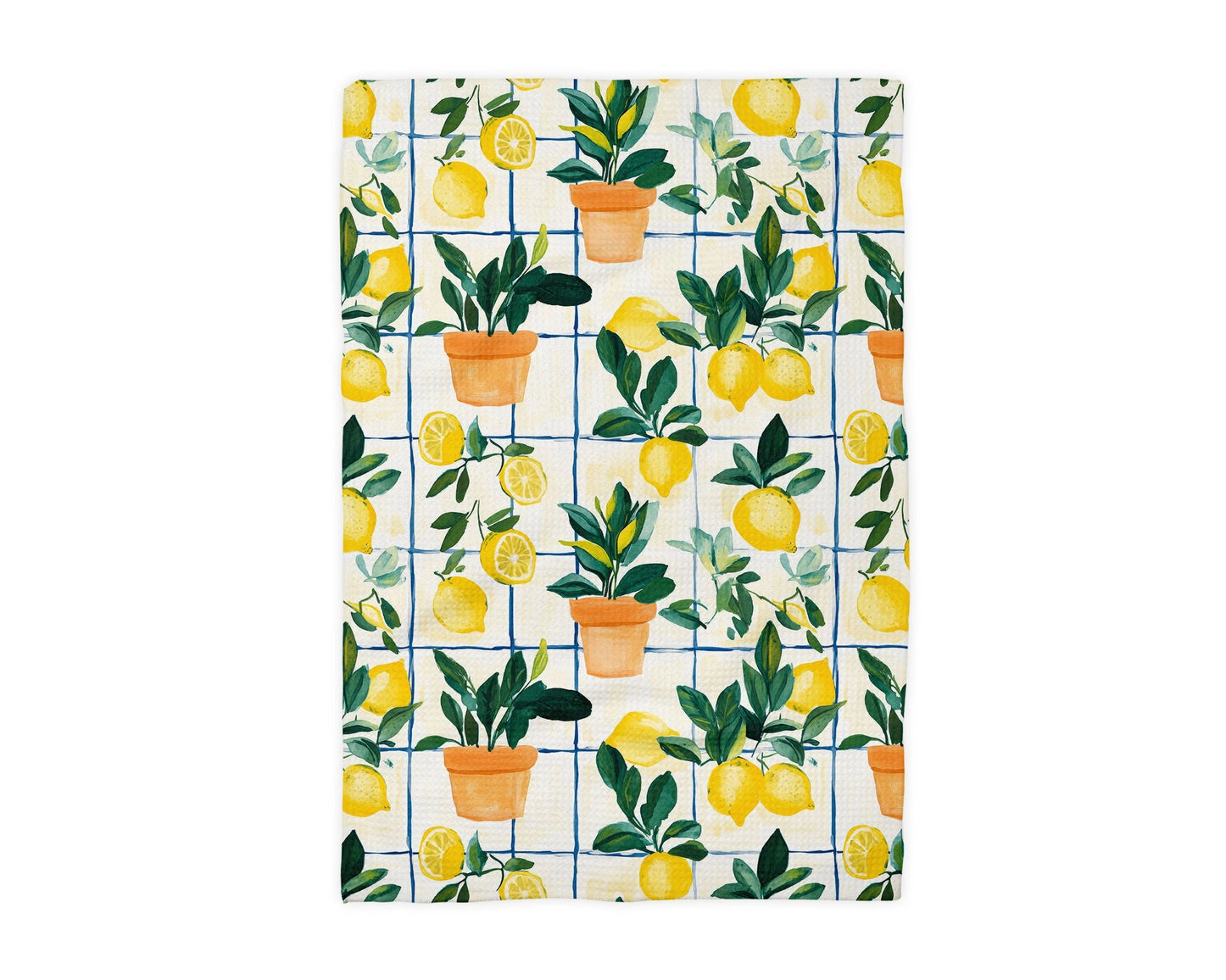 Lemon Plaid Citrus Waffle Weave Towel - NY Gift Boutique