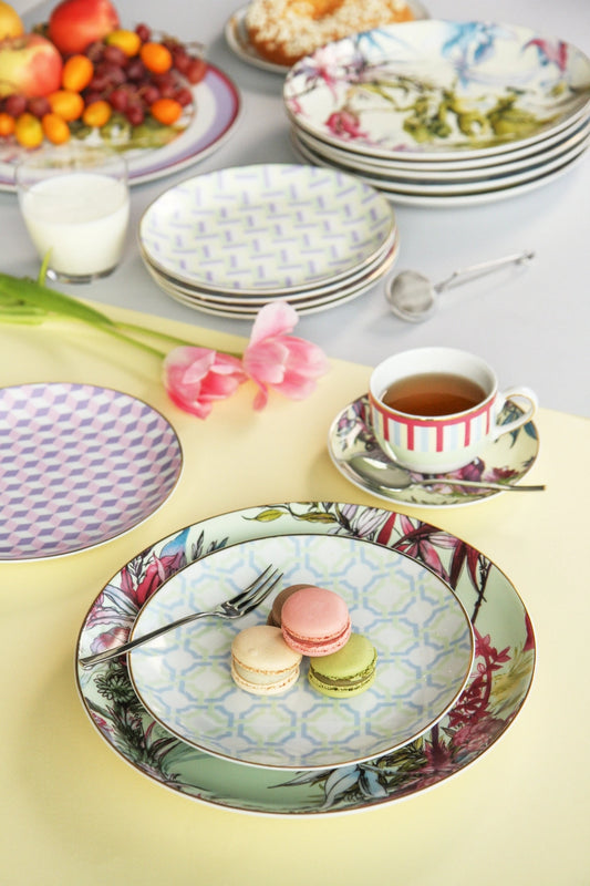 Set of 2 Porcelain Tea Cups & Saucers  - Firenze