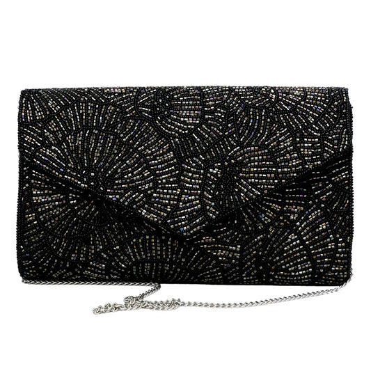 Black Beaded Clutch Bag