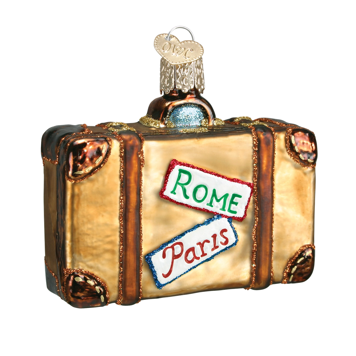 Travel Suitcase Blown Glass Ornament