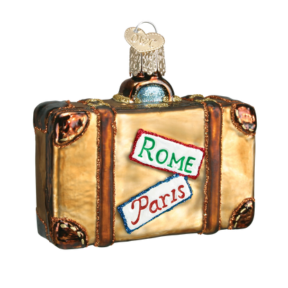 Travel Suitcase Blown Glass Ornament