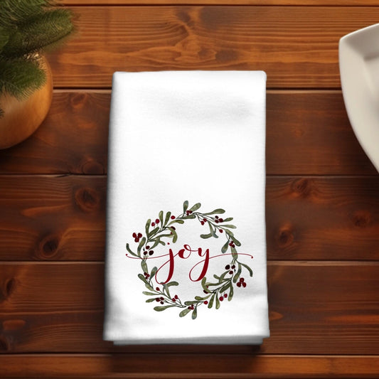 Christmas Joy Wreath Fingertip Towel