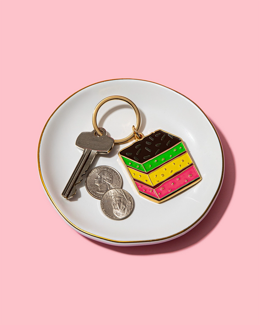 Italian Rainbow Cookie Enamel Keychain Bag Charm - NY Gift Boutique