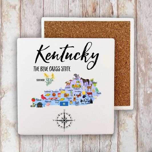 Kentucky State Map Souvenir Stone Coaster