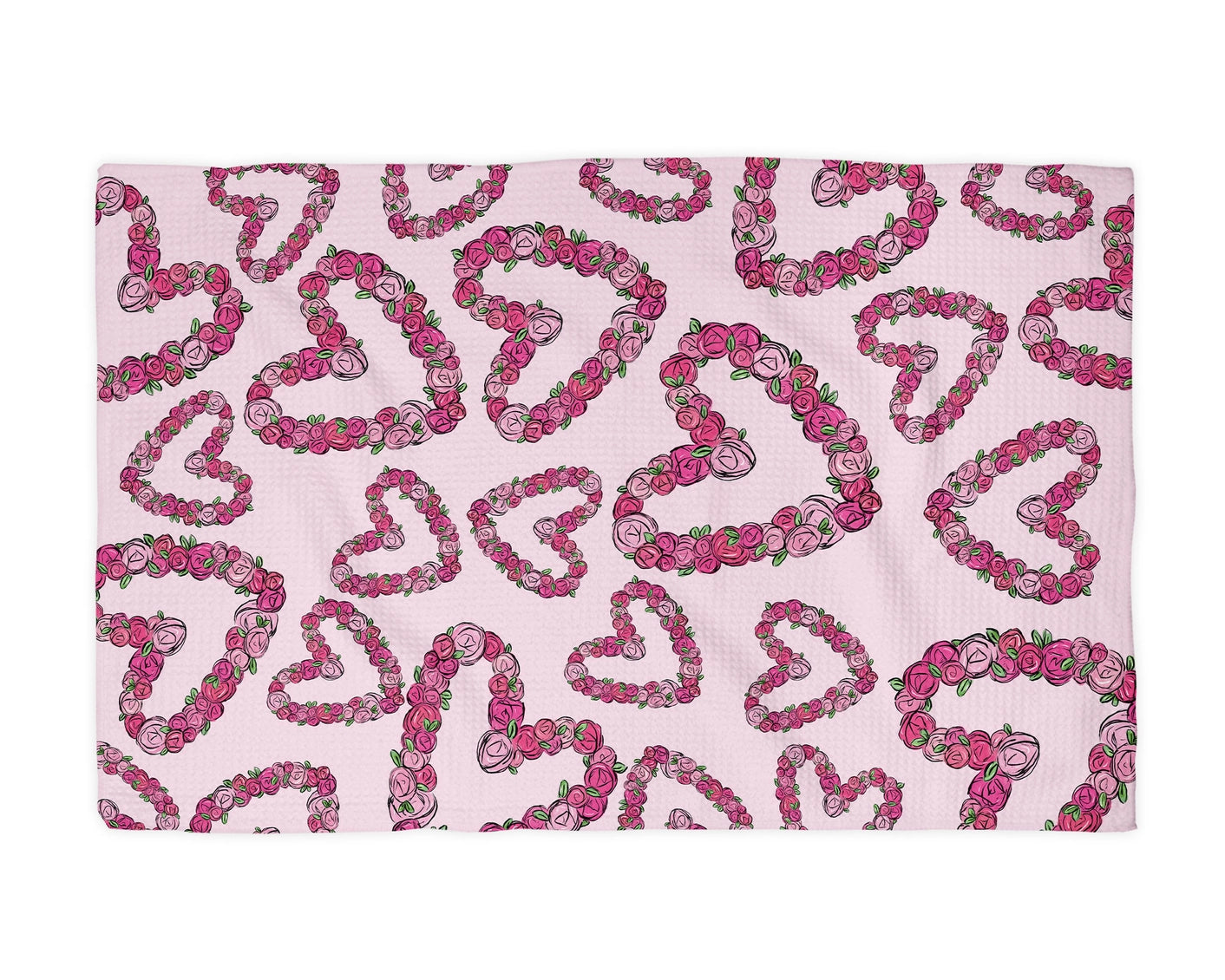 Valentine Heart Wreath Kitchen Waffle Towel