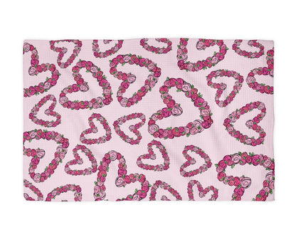 Valentine Heart Wreath Kitchen Waffle Towel