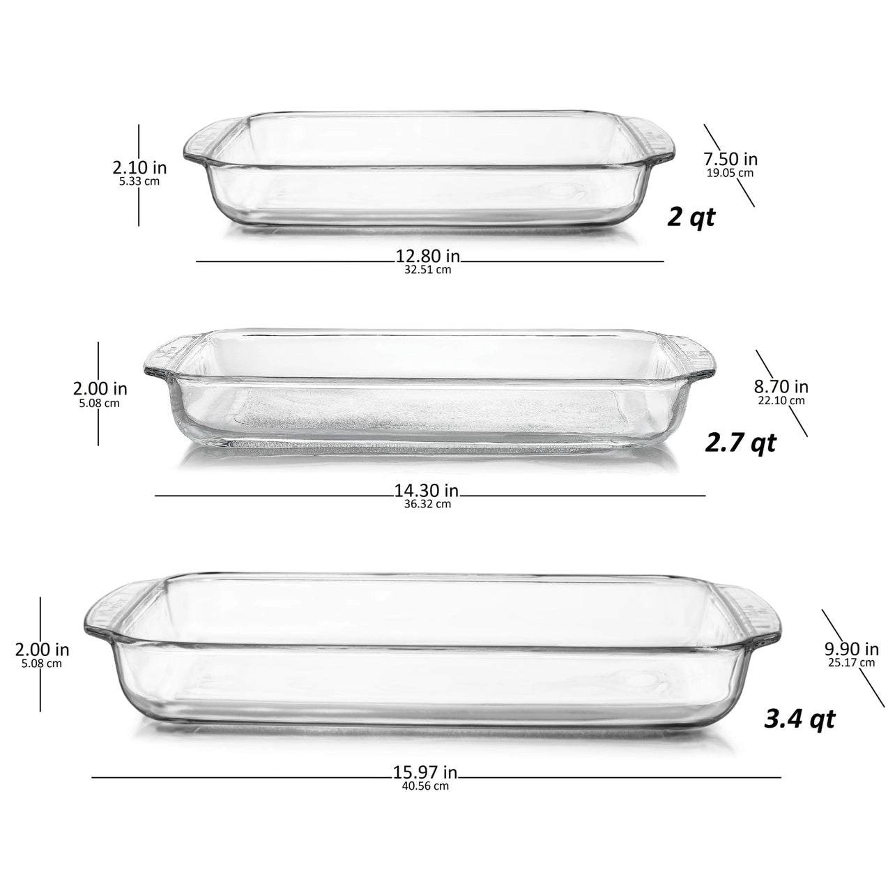 Libbey Baker's Basics 3 Piece Glass Casserole Baking Dish Set