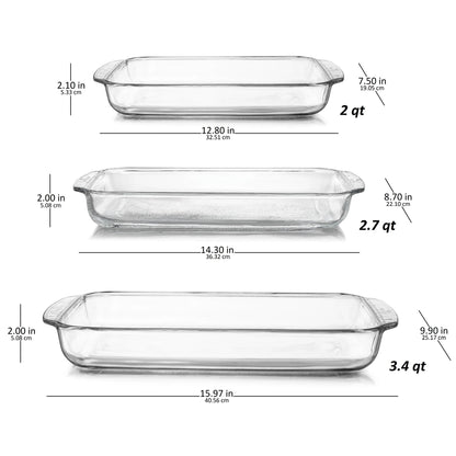 Libbey Baker's Basics 3 Piece Glass Casserole Baking Dish Set