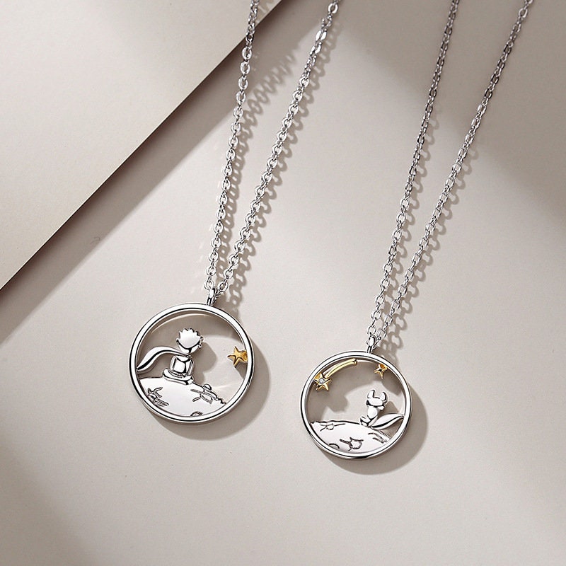 The Little Prince Fox Couple Necklace in 925 Sterling Silver