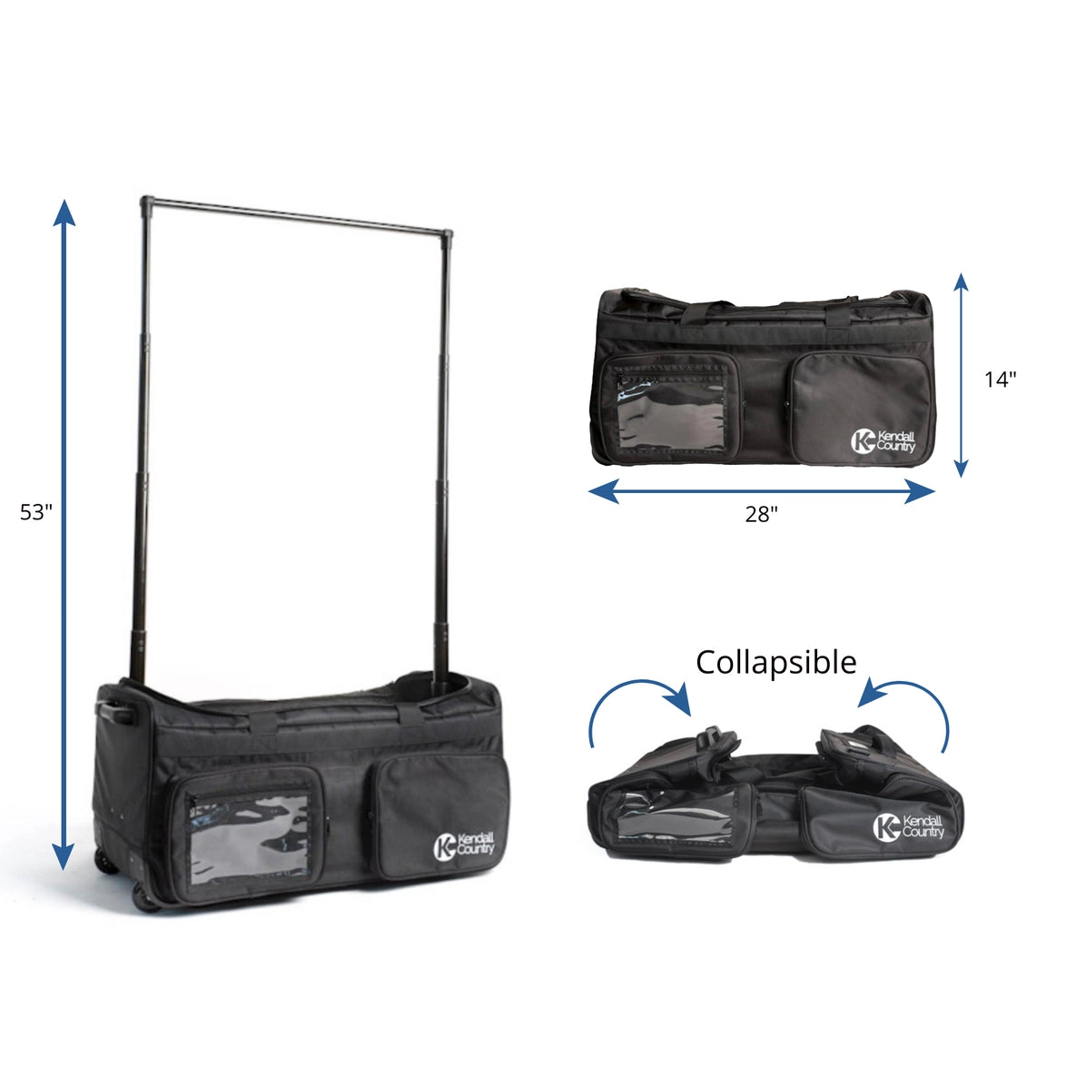 Collapsible Costume Rolling Dance Bag with Garment Rack -28"