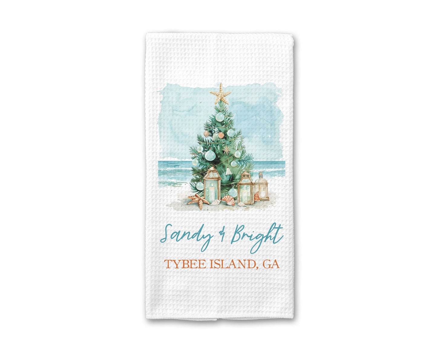 Custom Set of 2City & State "Sandy & Bright" Beach Christmas Kitchen To