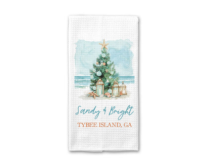 Custom Set of 2City & State "Sandy & Bright" Beach Christmas Kitchen To