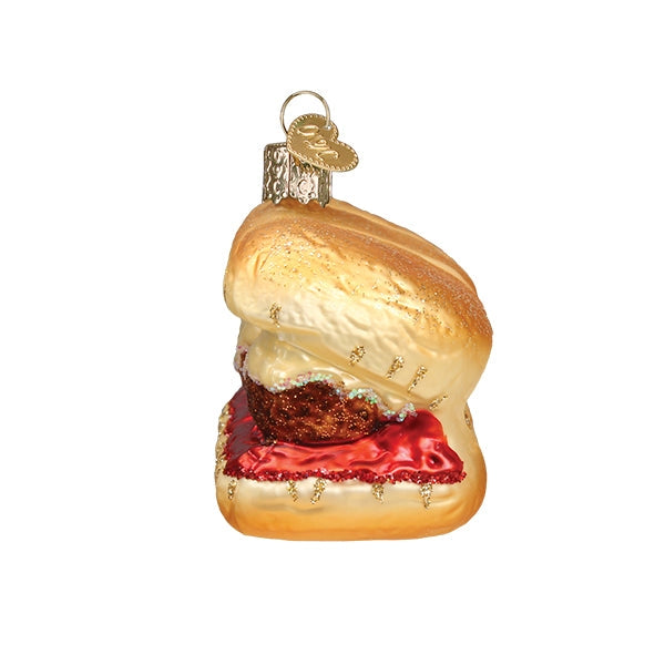 Meatball Sandwich Glass Ornament