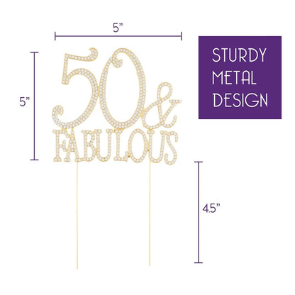 50 & Fabulous Gold Crystal Cake Topper