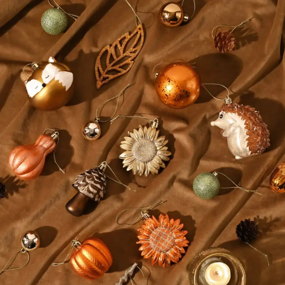 Fall Harvest Christmas Tree 40 Piece Ornaments Set