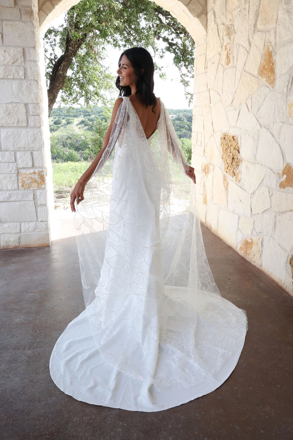 Florence Embroidered Wedding Cape