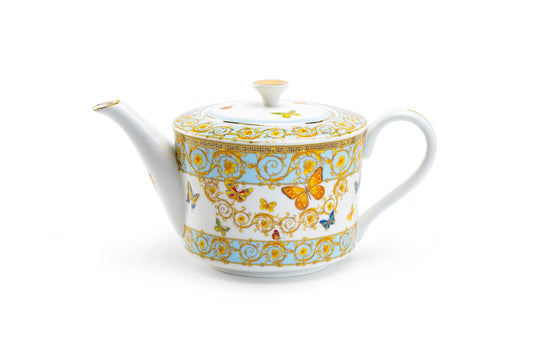 Butterflies with Blue Ornament 32oz Fine Porcelain Teapot