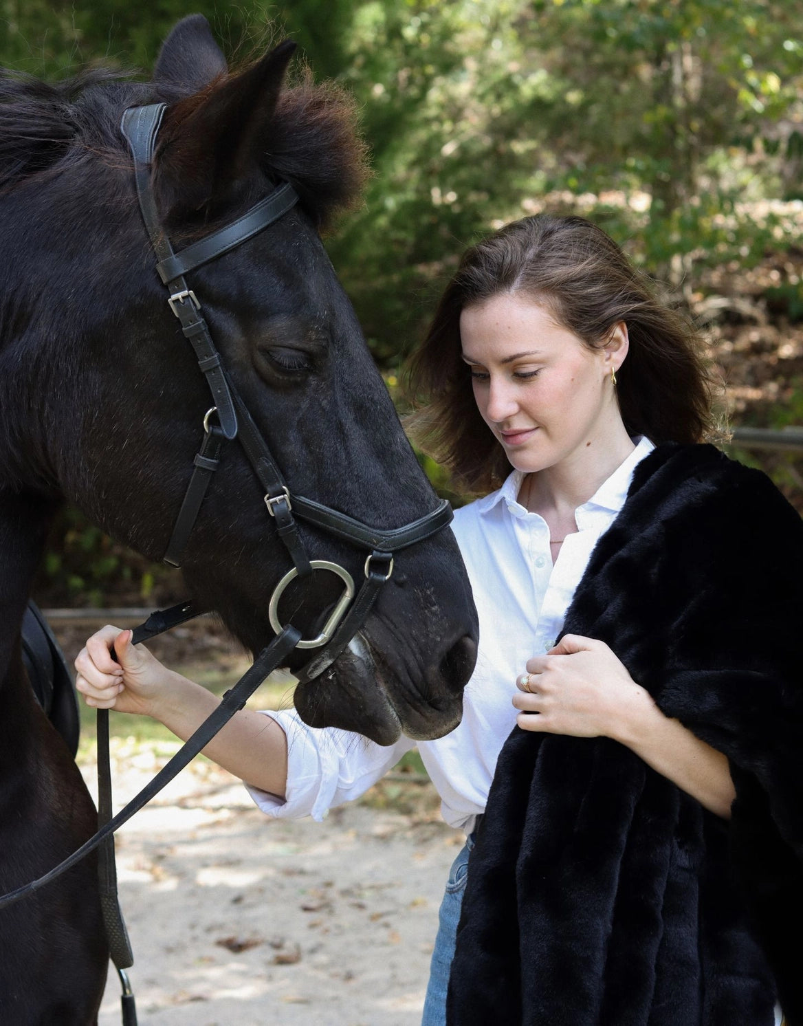 Black Faux Fur Equestrian Blanket