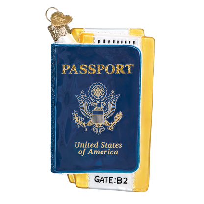 Passport Glass Christmas Ornament