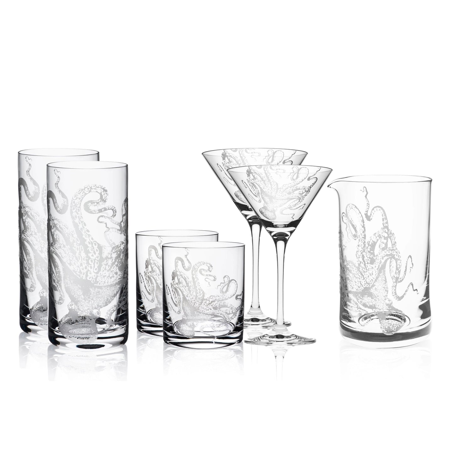 Lucy the Octopus Highball Glasses, Set of 2