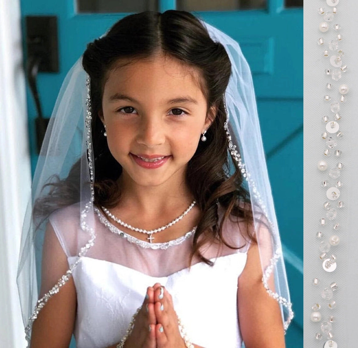 Beaded Edge Communion Veil