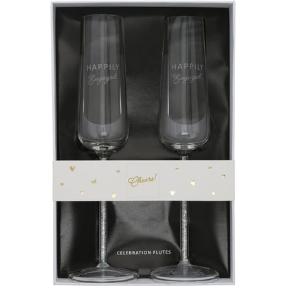 Engaged - Gift Boxed 7 oz Glass Toasting Flute Set - NY Gift Boutique