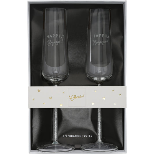 Engaged - Gift Boxed 7 oz Glass Toasting Flute Set - NY Gift Boutique
