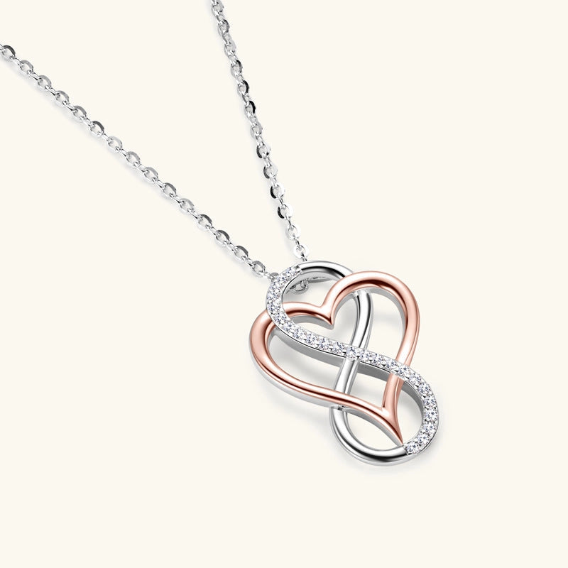 Moissanite Infinity Heart Necklace in 925 Sterling Silver