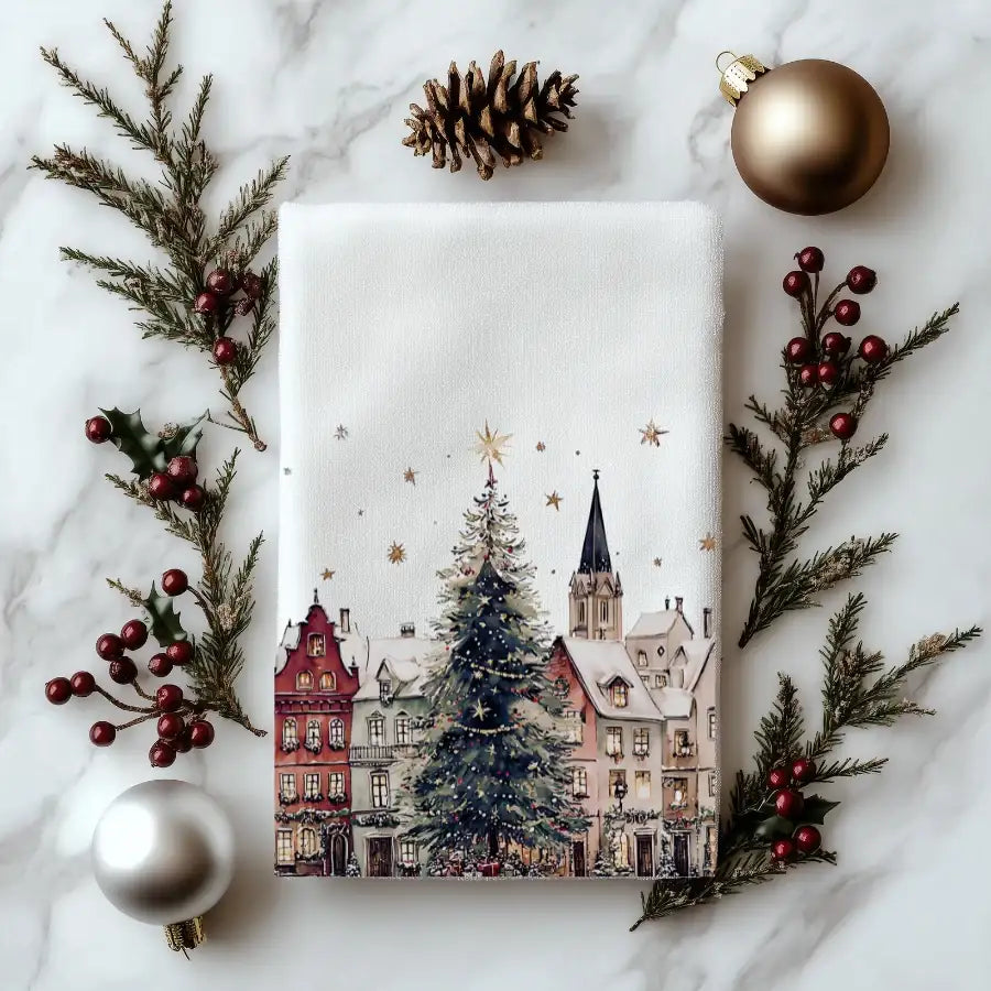 Christmas Village Holiday Guest Hand Towel