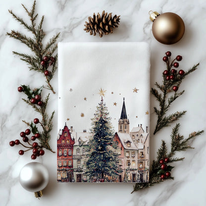 Christmas Village Holiday Guest Hand Towel