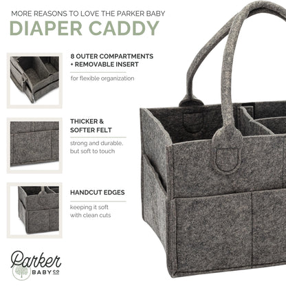 Parker Baby Co. Felt Diaper Caddy Organizer – Peppercorn