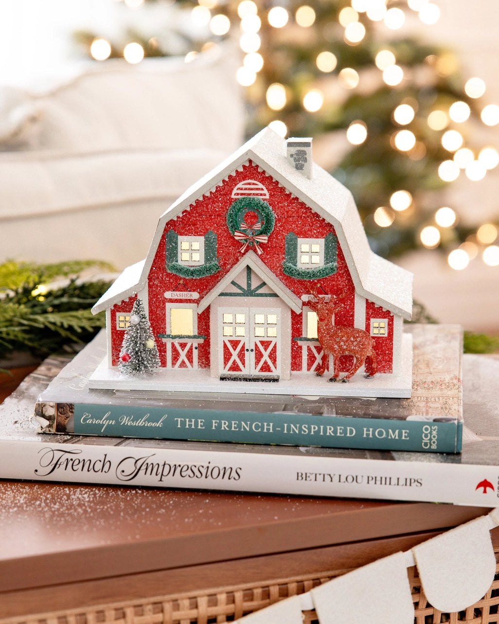 Reindeer Barn Village Decor