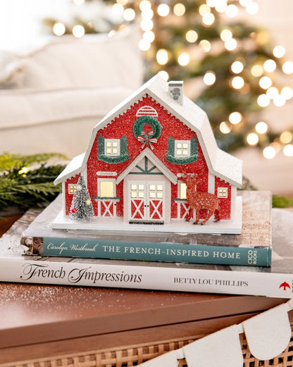 Reindeer Barn Village Decor