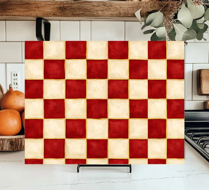 Checkered Glass Kitchen Cutting Board - NY Gift Boutique