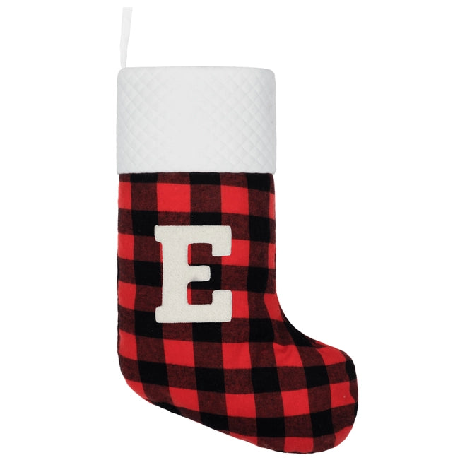 Red Plaid Monogram Christmas Stocking