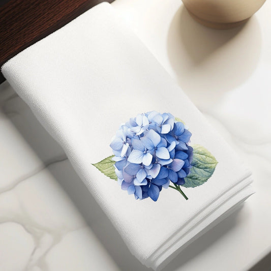 Blue Hydrangea Elegant Velour Hand Towel - PreOrder