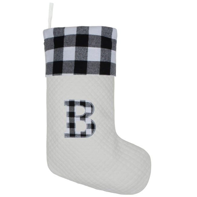 Black Plaid Monogram Christmas Stocking