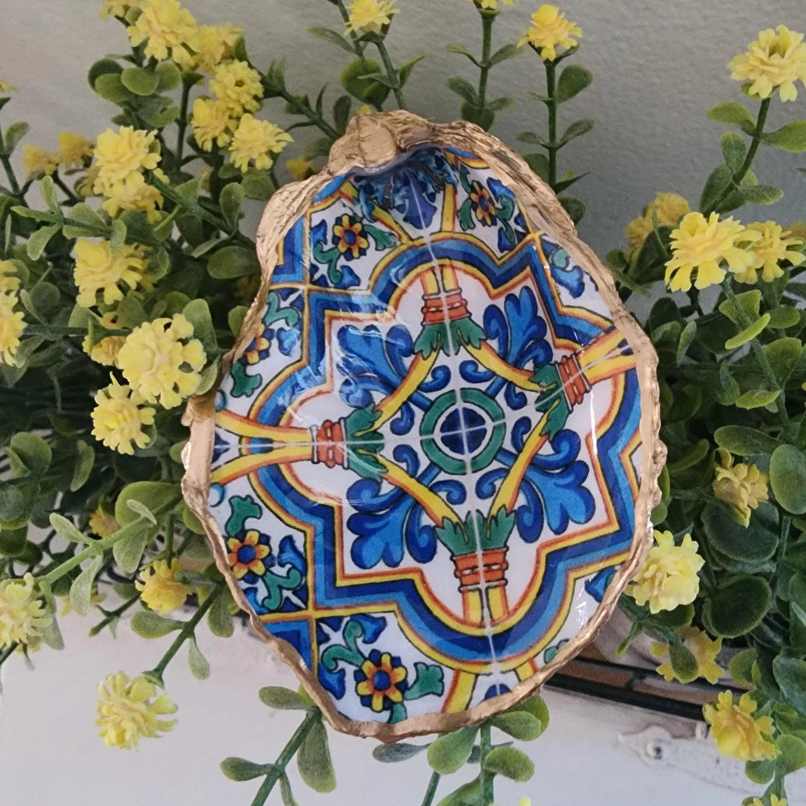 Amalfi Coast Oyster Shell Dish & Ornament | Mediterranean Coastal Art Gift
