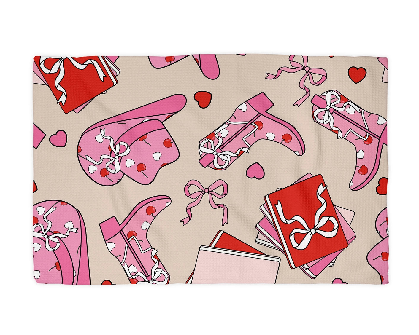 Valentine Cowgirl Heart Kitchen Waffle Towel