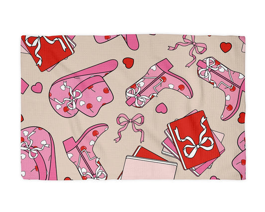 Valentine Cowgirl Heart Kitchen Waffle Towel