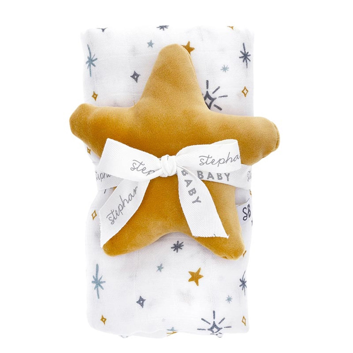 Swaddles with Plush Rattle - Stars