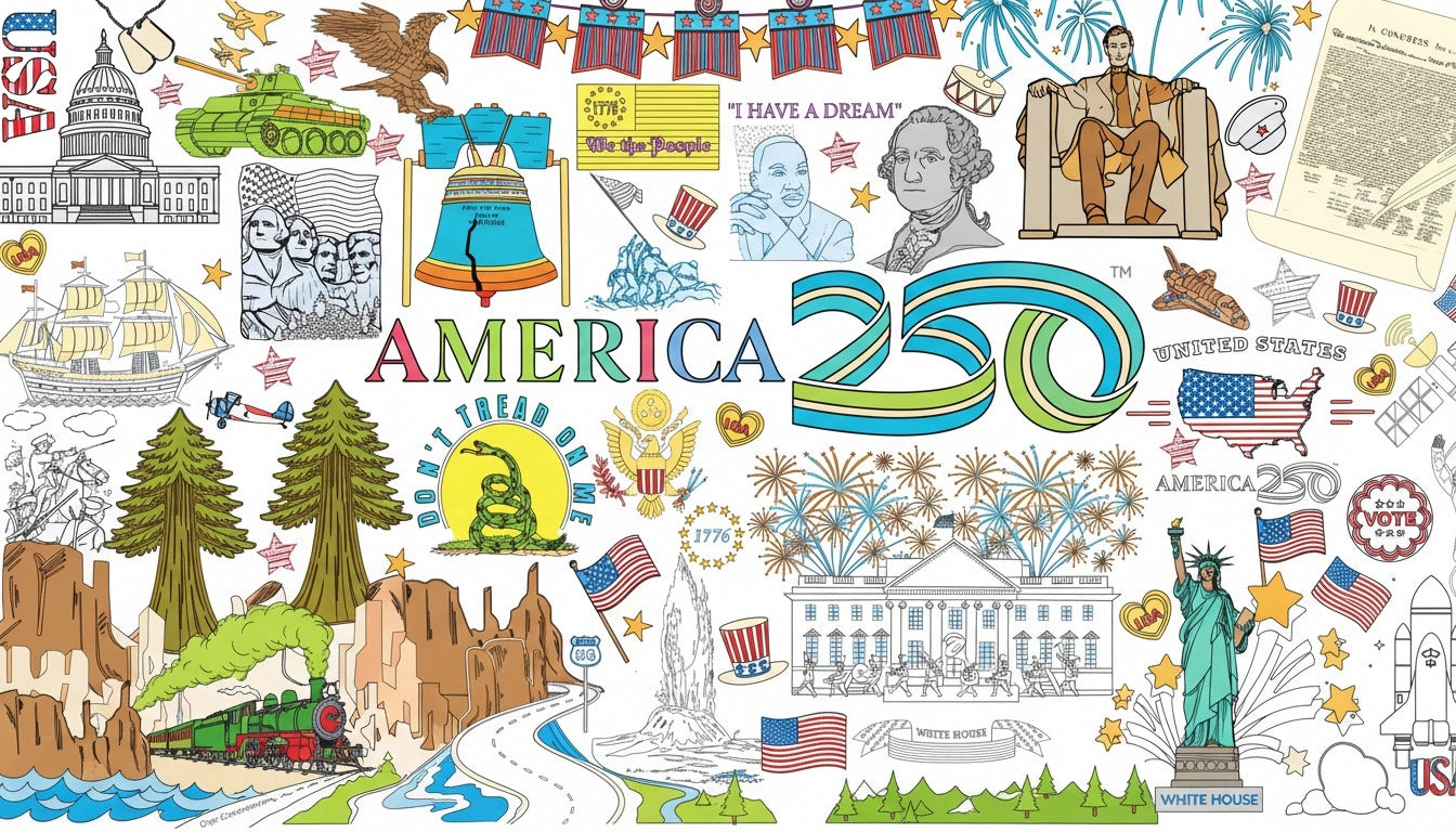USA Patriotic America 250 Coloring Tablecloth - NY Gift Boutique