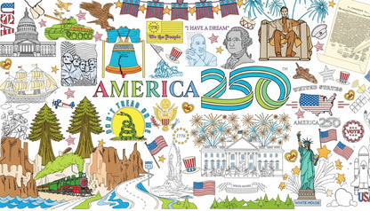 USA Patriotic America 250 Coloring Tablecloth - NY Gift Boutique