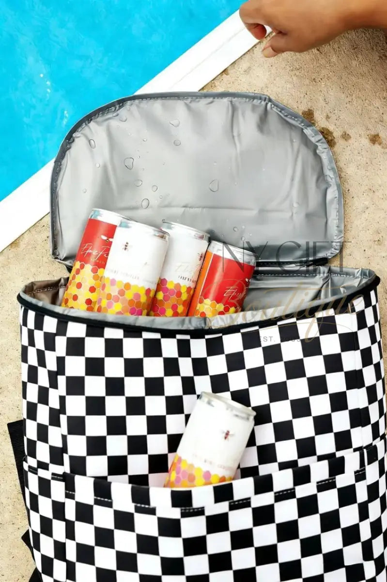 Cooler Backpack - Black and White Checkered (Pre-Order Avail Feb 10) Beach Towel
